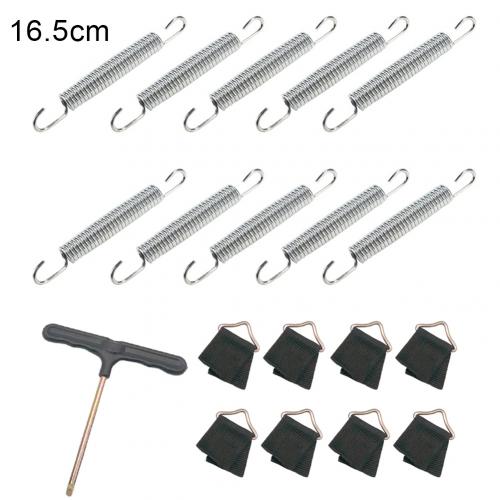 Stainless Steel Trampoline Springs T-Hook V-Ring Jumping Bed Accessories Kit Set: 165mm