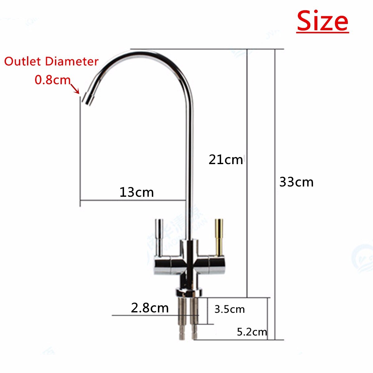 Stainless Steel 1/4'' Chrome Drinking RO Water Filter Faucet Finish Reverse Osmosis Sink Kitchen Double Holes Water Intake