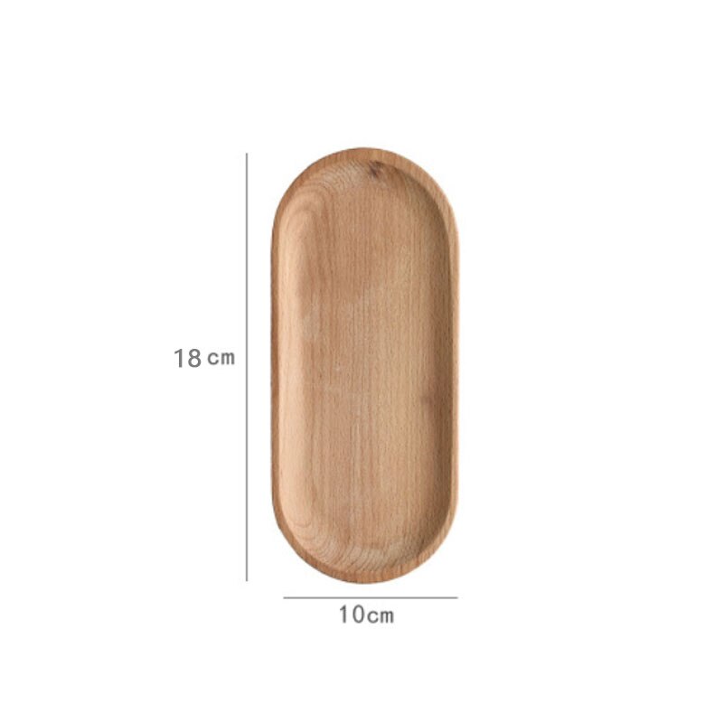 Naturlig levende massiv oval bøgetræ bakke fad ost sushi snack frugt buffet tallerkener børneservice dekorativ sidetallerken: 1 plade -10 x 18cm