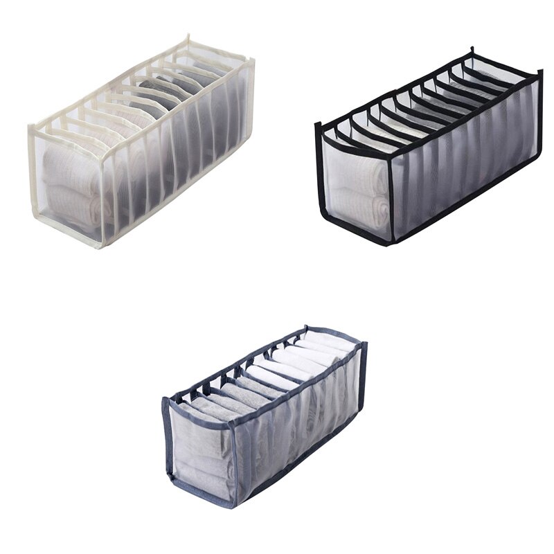 Cajas de almacenamiento de calcetines para sujetador, organizadores de armarios, armario, Organización del hogar, cajones, dormitorio, 1/3 uds.: 3pcs all color