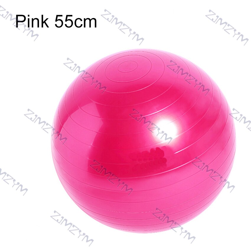 55cm/65cm/75cm Fitness Ball Household Exercise Massage Training Balance Fitball Yoga Pilates Workout Ball with Manual Inflator: Pink 55cm