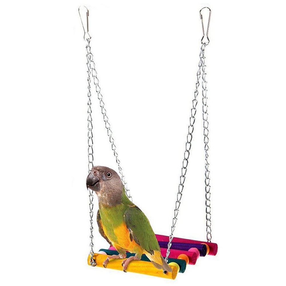 Columpio para aves juguetes, perchas periquito jaula colgante juguete para Conures loros periquitos Cockatiels Macaws Finches (colorido)