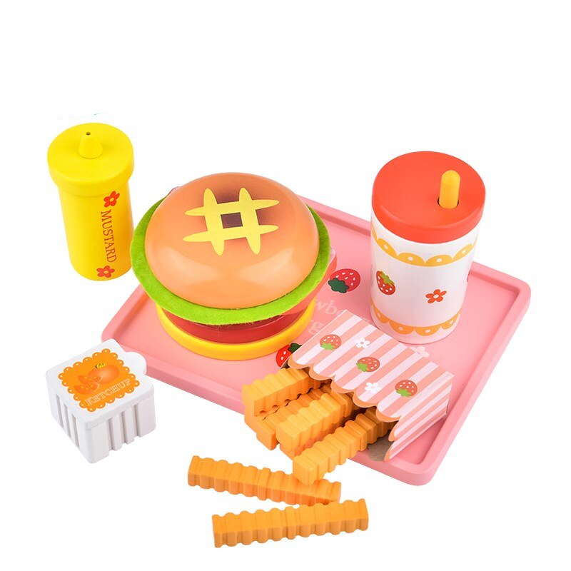 Baby Speelgoed Aardbei Simulatie Hamburger Frieten Houten Speelgoed Voor Kinderen Dog Set Kicthen Voedsel Speelgoed Educatief: French fries