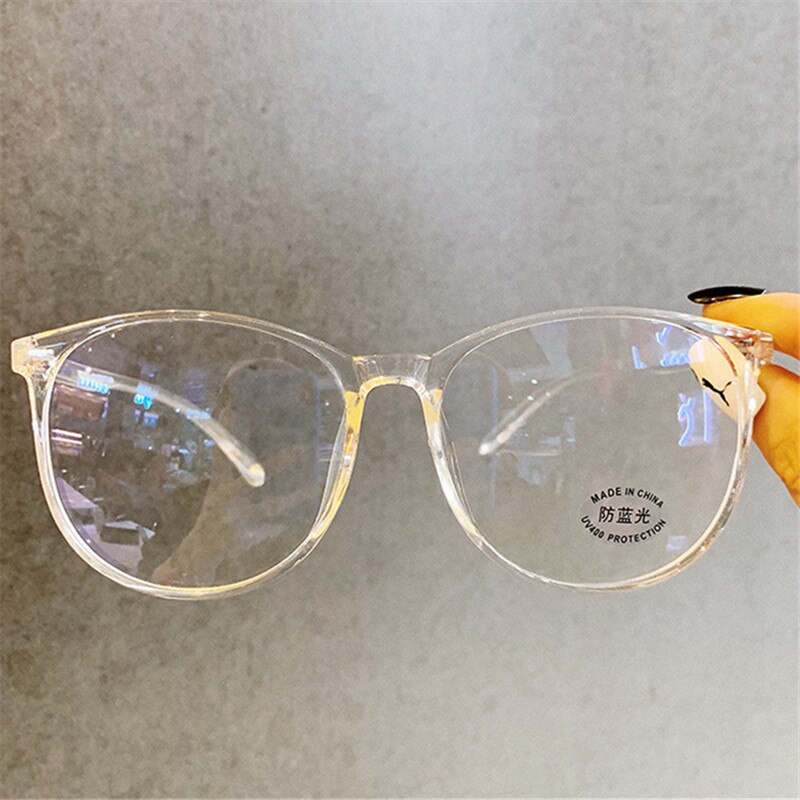 Montura de gafas redondas Anti-blue light para mujer y hombre, gafas de ordenador ultraligeras, gafas transparentes Vintage de gran tamaño
