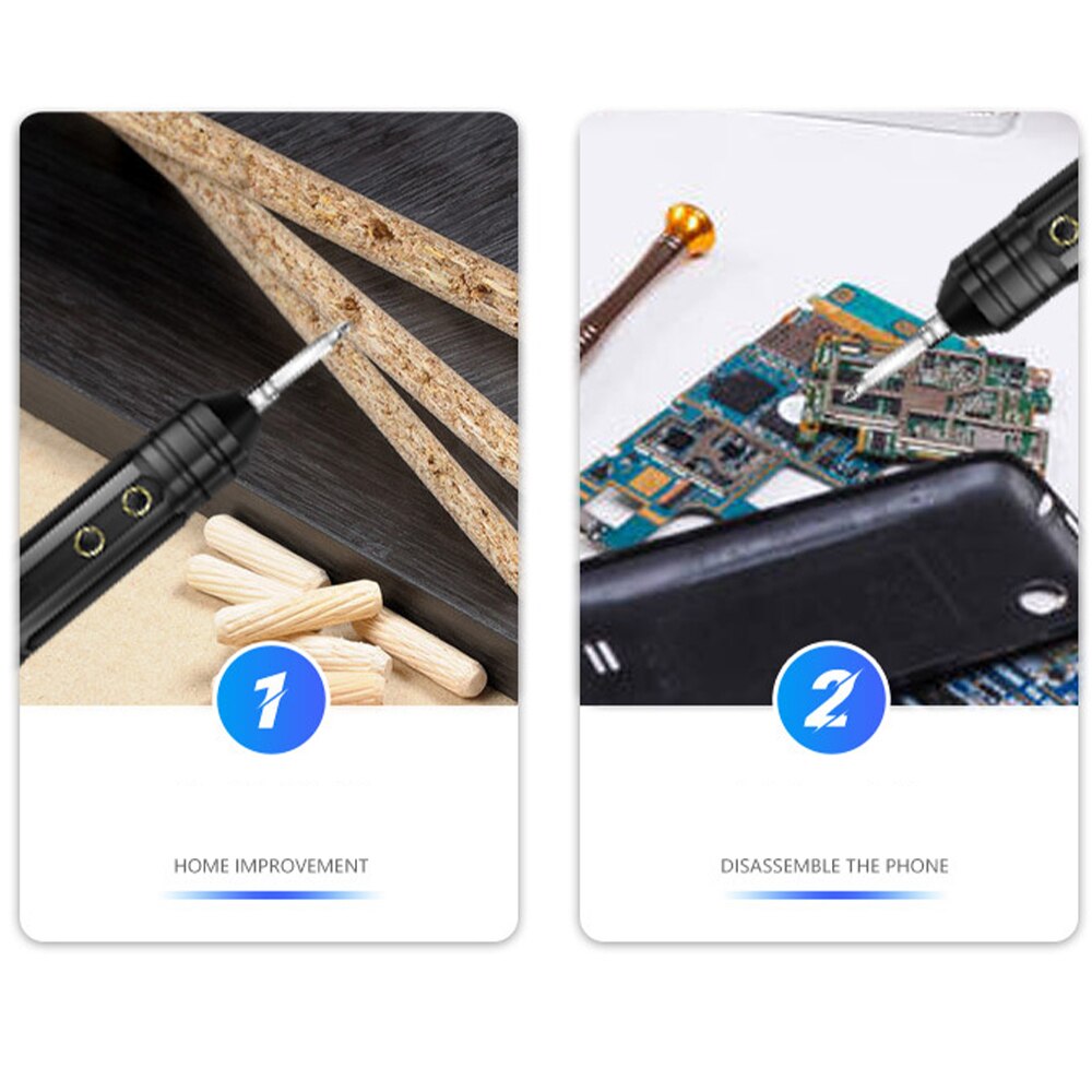 ALLSOME-Mini destornillador eléctrico inalámbrico de 4V, conjunto de herramientas eléctricas portátiles, destornillador eléctrico multifuncional recargable de bajo ruido