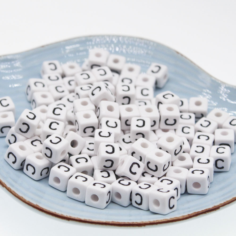 CHONGAI 550 Uds cubo acrílico cuentas con letras un solo alfabeto A-Z pulsera cuadrada blanca fabricación de joyas cuentas 10*10mm