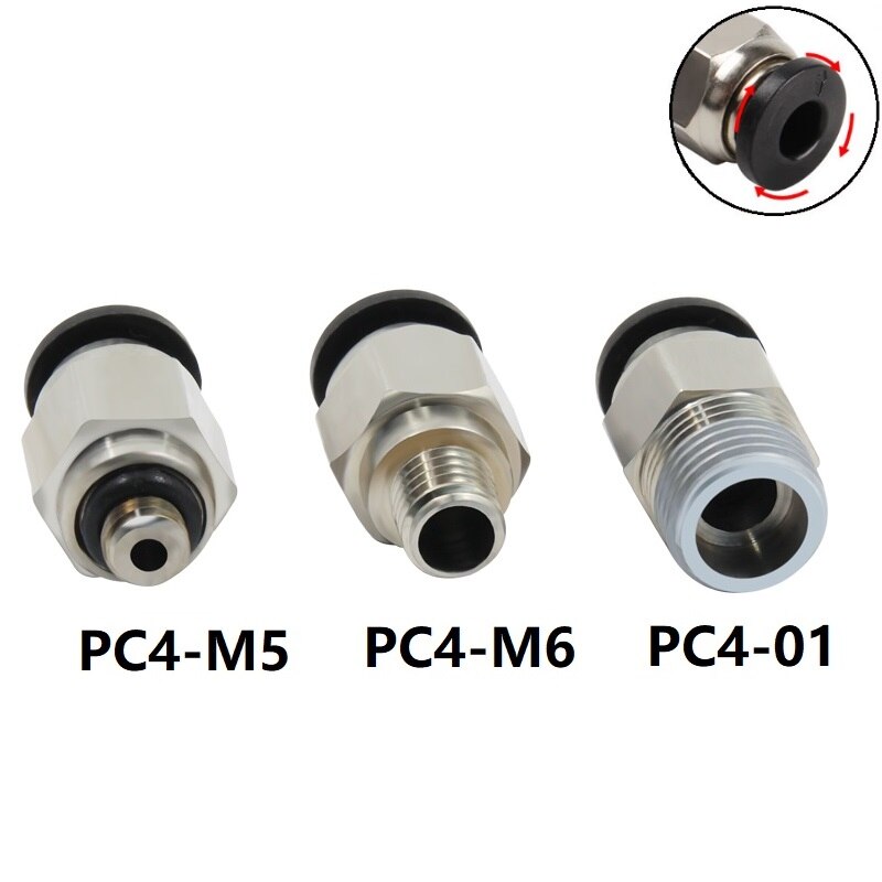 Mega 15Pcs PC4-01/M5/M6 Pneumatische Connectors Remote Bowden Quick Joint 3D Printers Onderdelen Voor Voeden 1.75mm 2*4Mm Buis