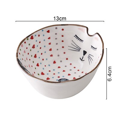Kitchen Ceramic Plates Cartoon Cute Ceramic Children Breakfast Bowl Dish Dessert Fruit Snack Plate Animal Cutlery Bowl Tableware: Cat Bowl