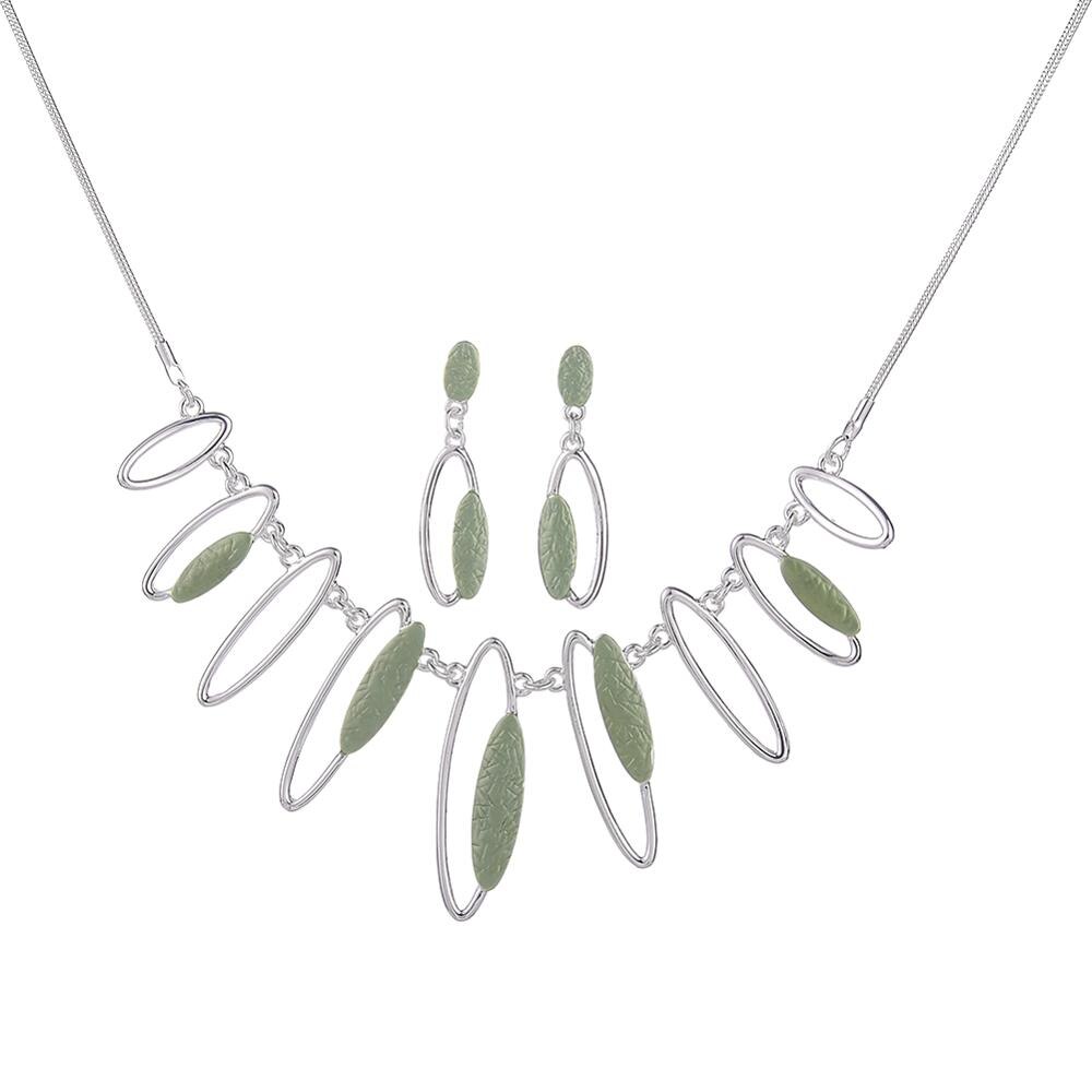 Jewellery Geometric Dangle Earrings Necklaces Set for Girls Woman Charm Blue Chain Pendant Enamel Jewelry Sets: color 2