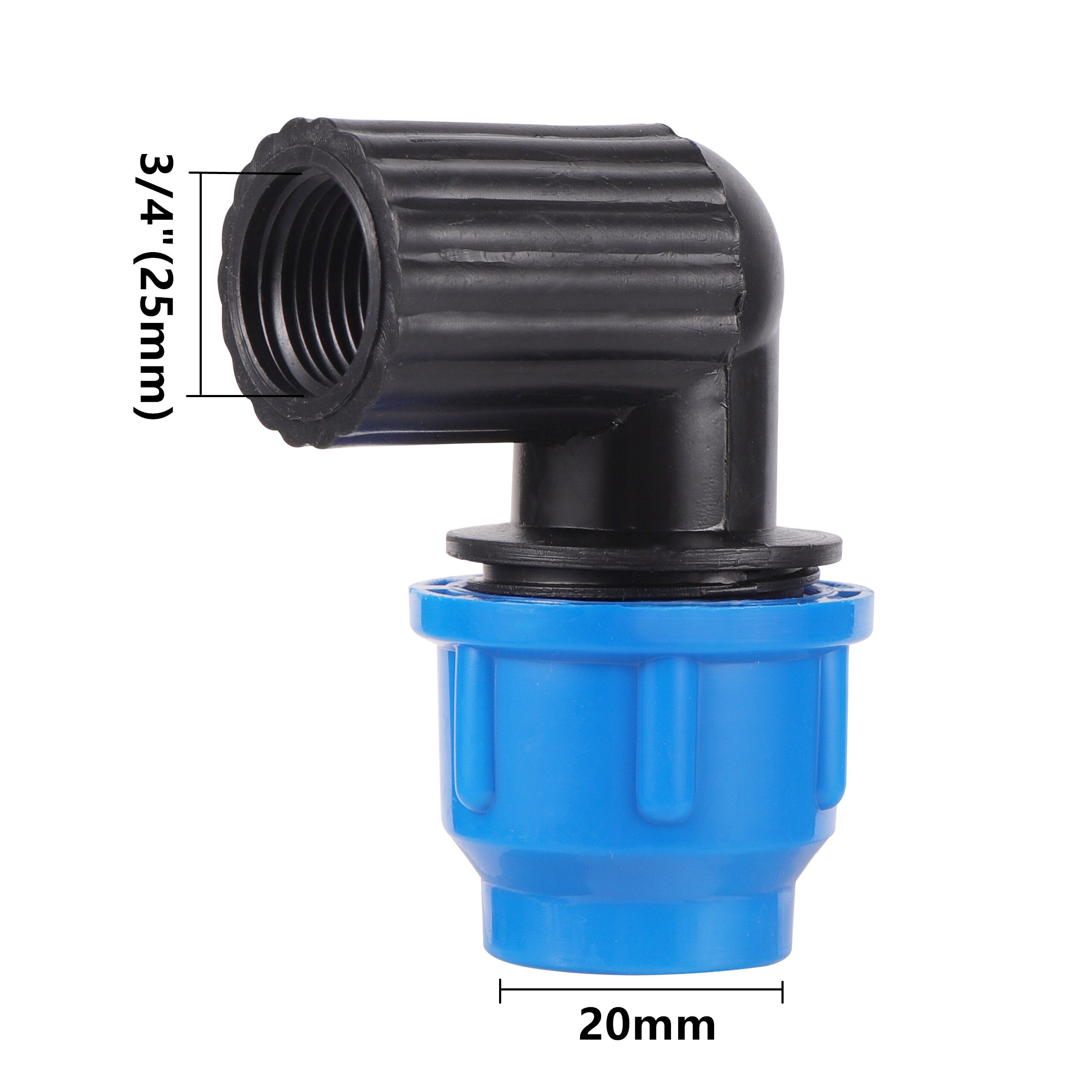 Female Thread 1/2" 3/4" *20/25/32mm Male Thread 1" *25mm Elbow Reducing Connector Garden Agriculture Irrigation PE Pipe Fittings: 3I4 to 20mm