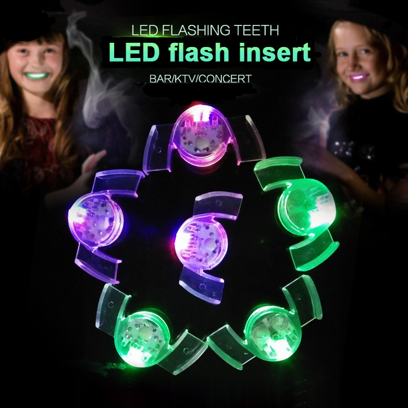 Nyhet glöd tand led blinkande ljus leksak blixt vakt stag munstycke barn barn tända leksaker festliga festtillbehör