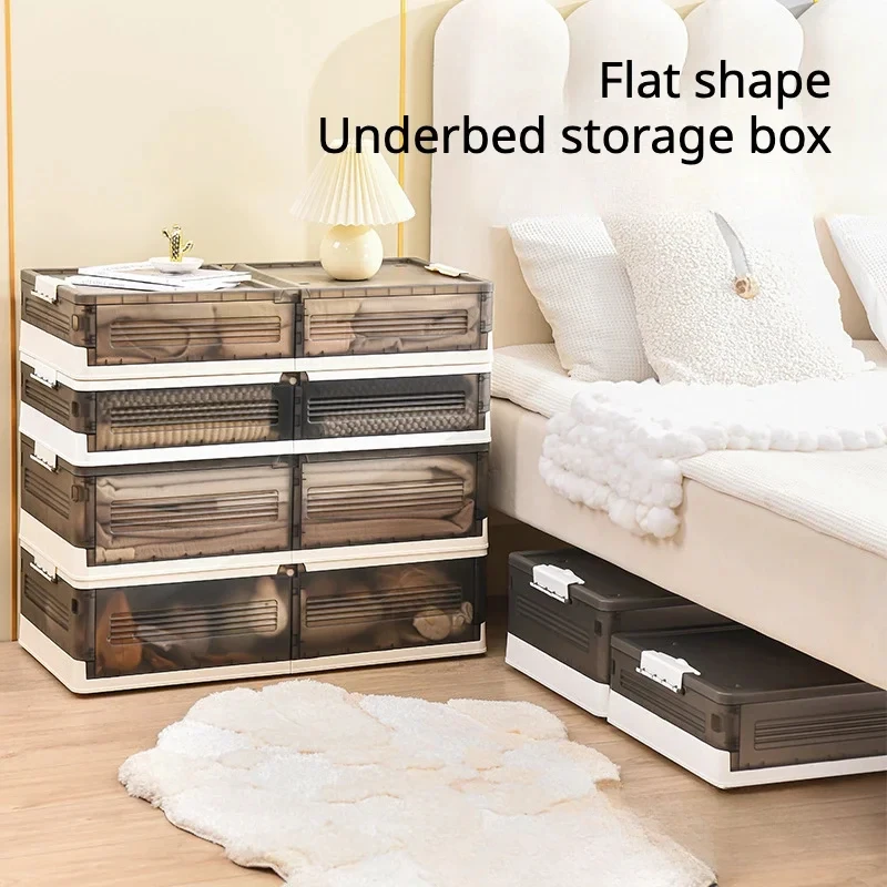 Storage Organizer Underbed Storage Box for Household Use with Wheels ,Flat Organizing Box,Foldable Bed Tail Clothing Storage Box