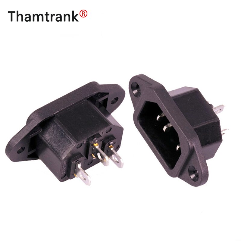 10pcs/lot AC Male Plug Panel Mount Power Supply Connector AC 3 Pins IEC320 C14 Inlet AC 250V 15A AC Power Adapter