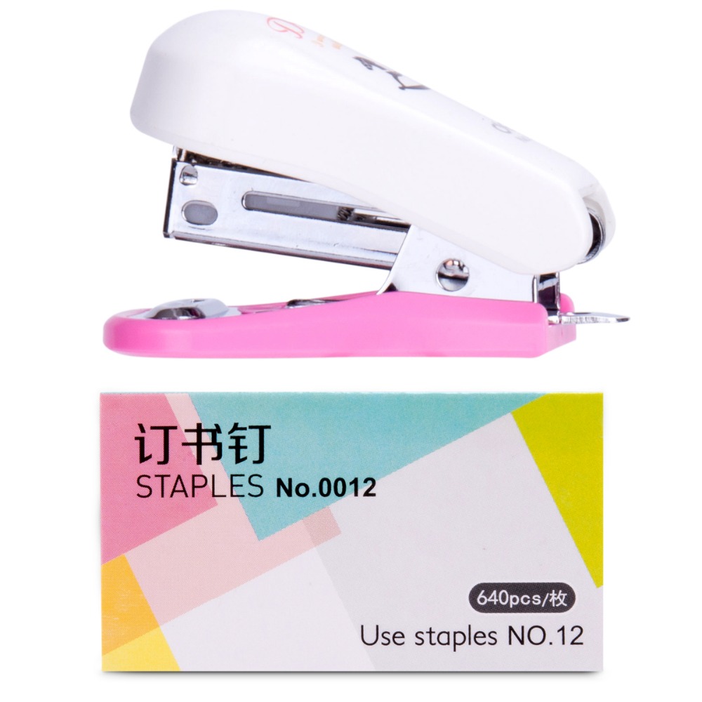 12#Mini remover lovely Stapler Set Cartoon Office School Supplies Staionery Paper Clip Binding Binder Book Sewer