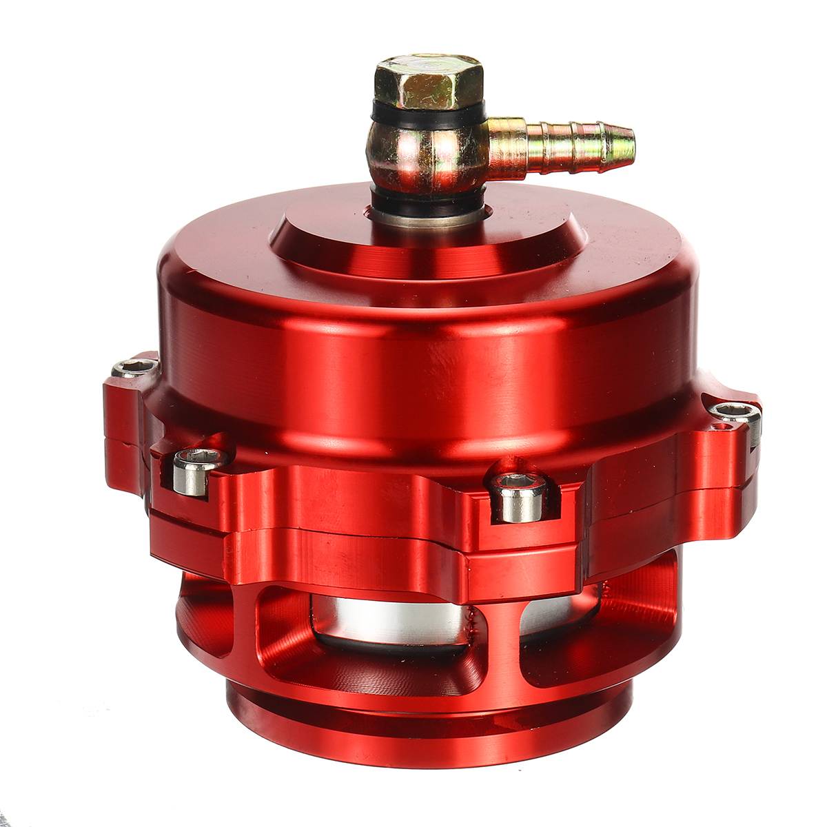 Válvula de descarga Turbo de aleación de aluminio de 50mm de gran , abrazadera de banda en V BOV de ventilación 360, aumento de 35psi con anillo en O de resorte: Rojo