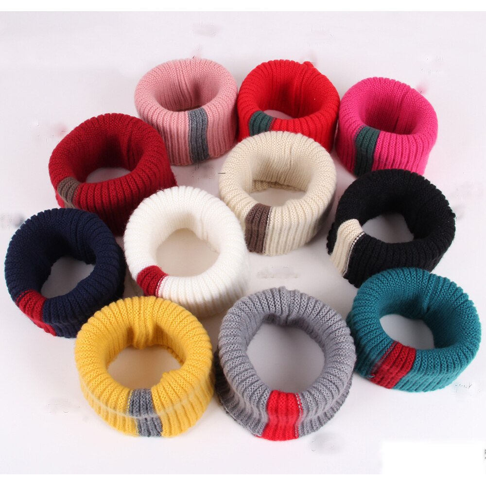 Gebreide halssjaal meisjes dikke warmere fleece binnenkant winter effen snood sjaal wol elastische kinderen kraag ring sjaals