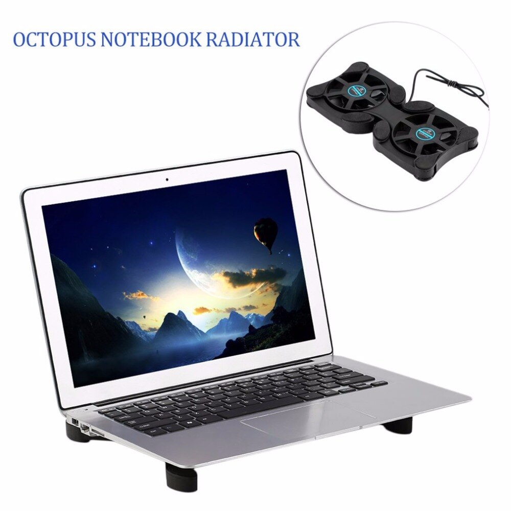 2 Usb-poort Mini Octopus Laptop Cooler Cooling Pad Vouwen Coller Fan Cooling Pad Winkel