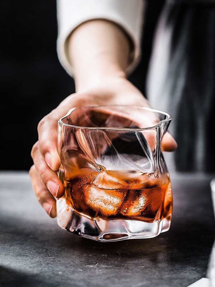 Verre à Whisky en Verre froissé, plis irréguliers, tasses à Vodka, personnalité, verres à Brandy, Verre à Whisky glacé