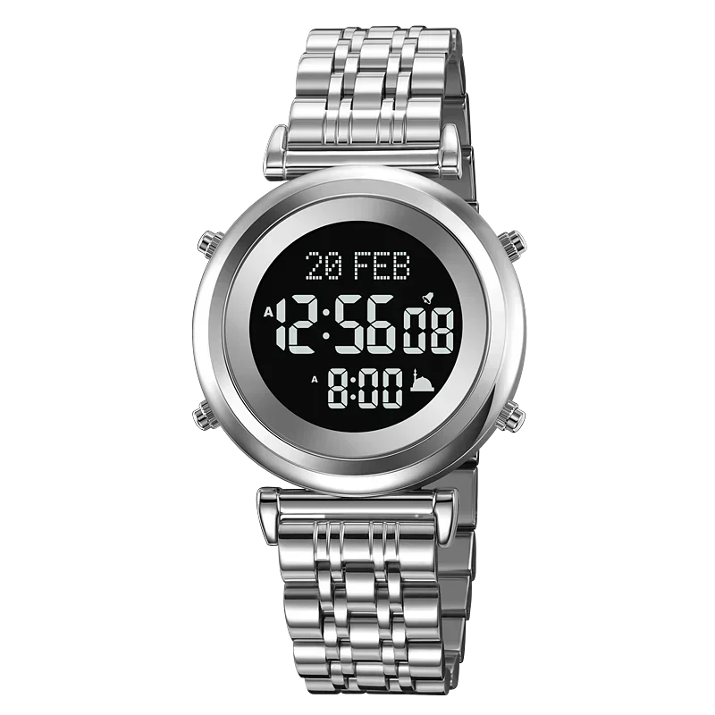 Skmei 2139 Staal Moslim Azan Digitaal Horloge Heren Achterlicht Waterdicht Polshorloge Gebed Qibla Kompas Wekker Horloge 1861: Ivoor
