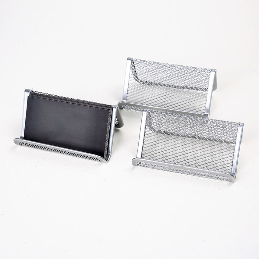 Business Cards Holder Desktop Iron Mesh Rack Rust-proof Name Card Collection Case Company Department Office Suppliy
