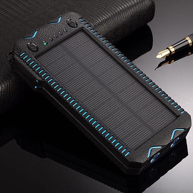 80000 mah solar wireless power bank phone charger portable outdoor travel charger power for xiaomi samsung iphone: Blue