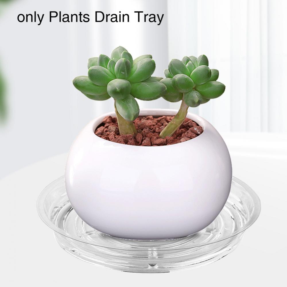 10 Stuks Plastic Bloempot Lade Met Plant Labels Tags Planter Trays Transparante Tuin Balkon Water Bloempot Mat Stand Voor thuis