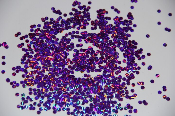 Aangekomen 3mm Paars Holografische 3D Effect Ronde Nail Art Glitter Spangles Pailletten Dots voor Nail Art en DIY decoratie
