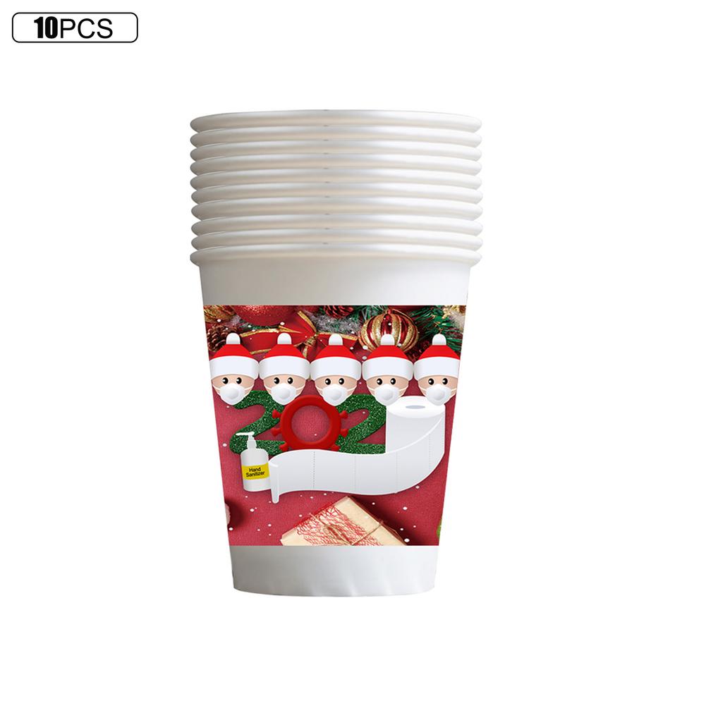 9oz Christmas Paper Cup Set Disposable Leak-proof Polyethylene Paper Coffee Cups: Khaki