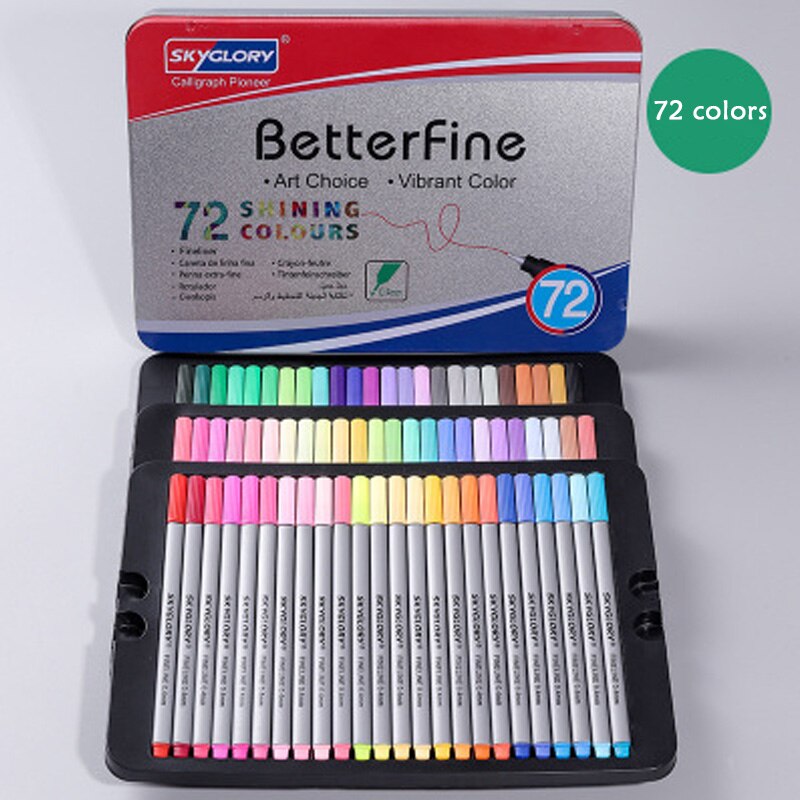 Tuschpenne 48 72/102 farve tusch tegning papir maleri akvarel kunst tusch pen skole papirvarer kontorartikler: 72 farver
