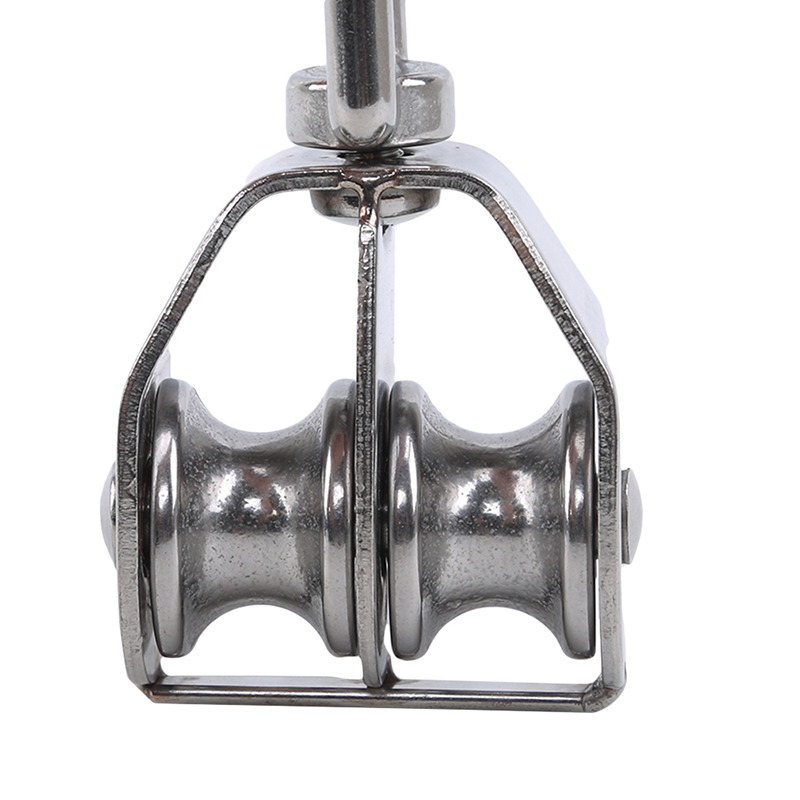 M15/M20 Stainless Steel Pulley Single/Double Wheel Swivel Lifting Rope Pulley Set Bearing Lifting Wheel Tools