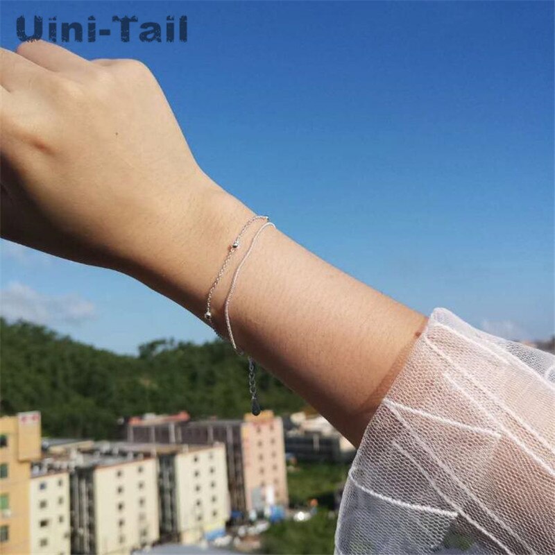 Uini-Tail 925 sterling silver snake bone chain bead bracelet retro simple fine wild temperament jewelry GN541