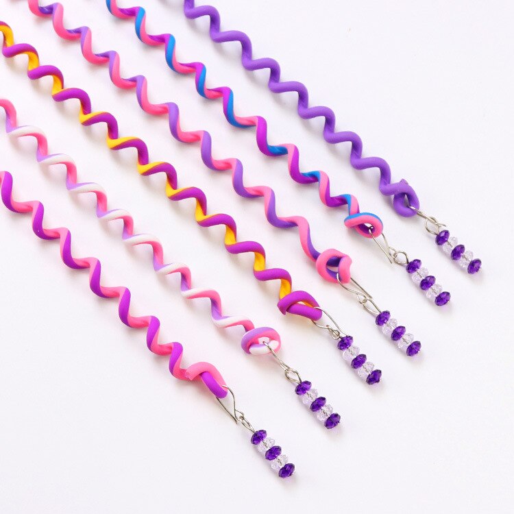 ¡Novedad! Adornos para el pelo de niños, accesorios de rizos para niñas a la , cintas de pelo para chicas adolescentes, diadema de novedad en accesorios 6 uds.: Púrpura