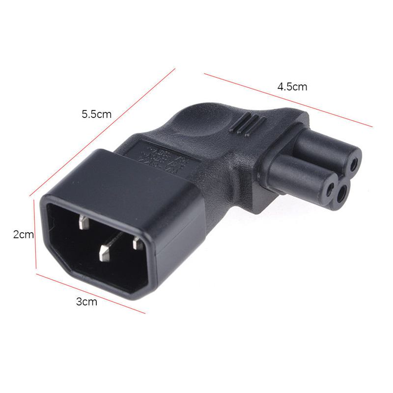 IEC 320 C14 to C5 90 Degree Left Angle Power Adapter Converter Male/Female