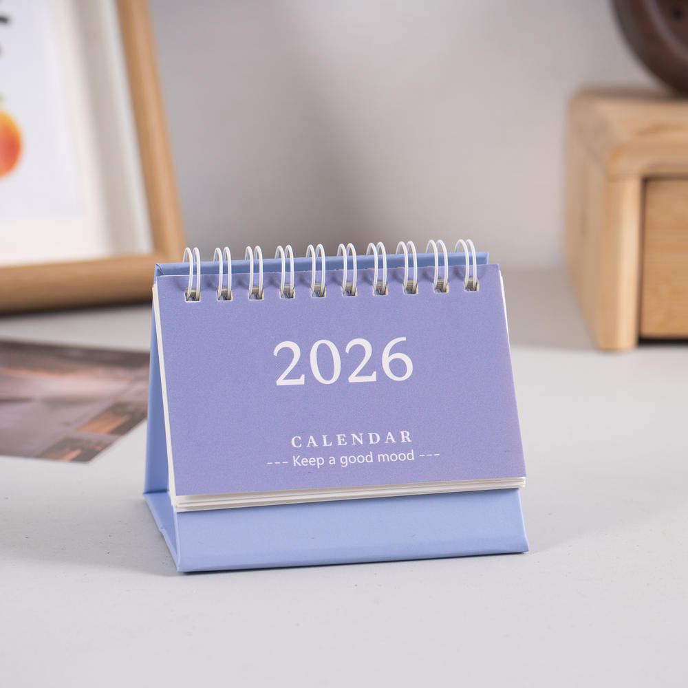 Enkel engelsk mini-skrivebordskalender til skrivebordsvisning, bærbar kalender til skrivebordsdekorasjon, håndlaget dagbok  .07.12