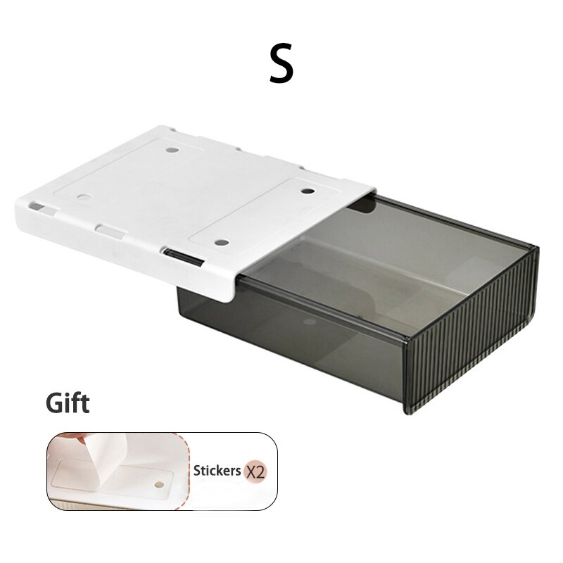 Drawer Storage Box Under The Desk Storage Box Pencil Stationery Organizer Hidden Sorting Box Office Pen Storage Tray Organizer: Black S