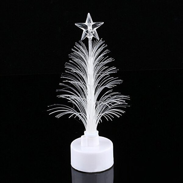 Colored Fiber Optic LED Light-up Mini Christmas Tree with Top Star Battery Powered
