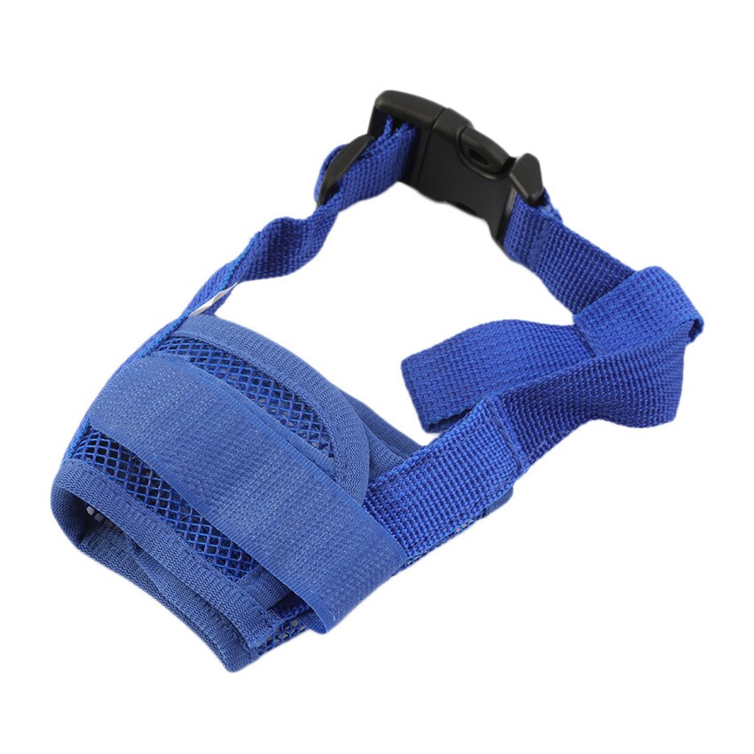 Nylon Puppy Dog Pet Mond Gebonden Apparaat Masker Veiligheid Verstelbare Ademend Snuit Stop Bijten Anti Bark Bite Mesh Kleine Grote honden: Blue / M