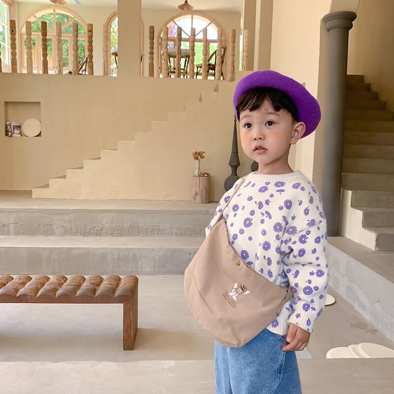 Herfst Winter Kinderen Mode Daisy Drukte Lange Mouw Truien Jongens Meisje Warm 4 Kleuren Gebreide Trui