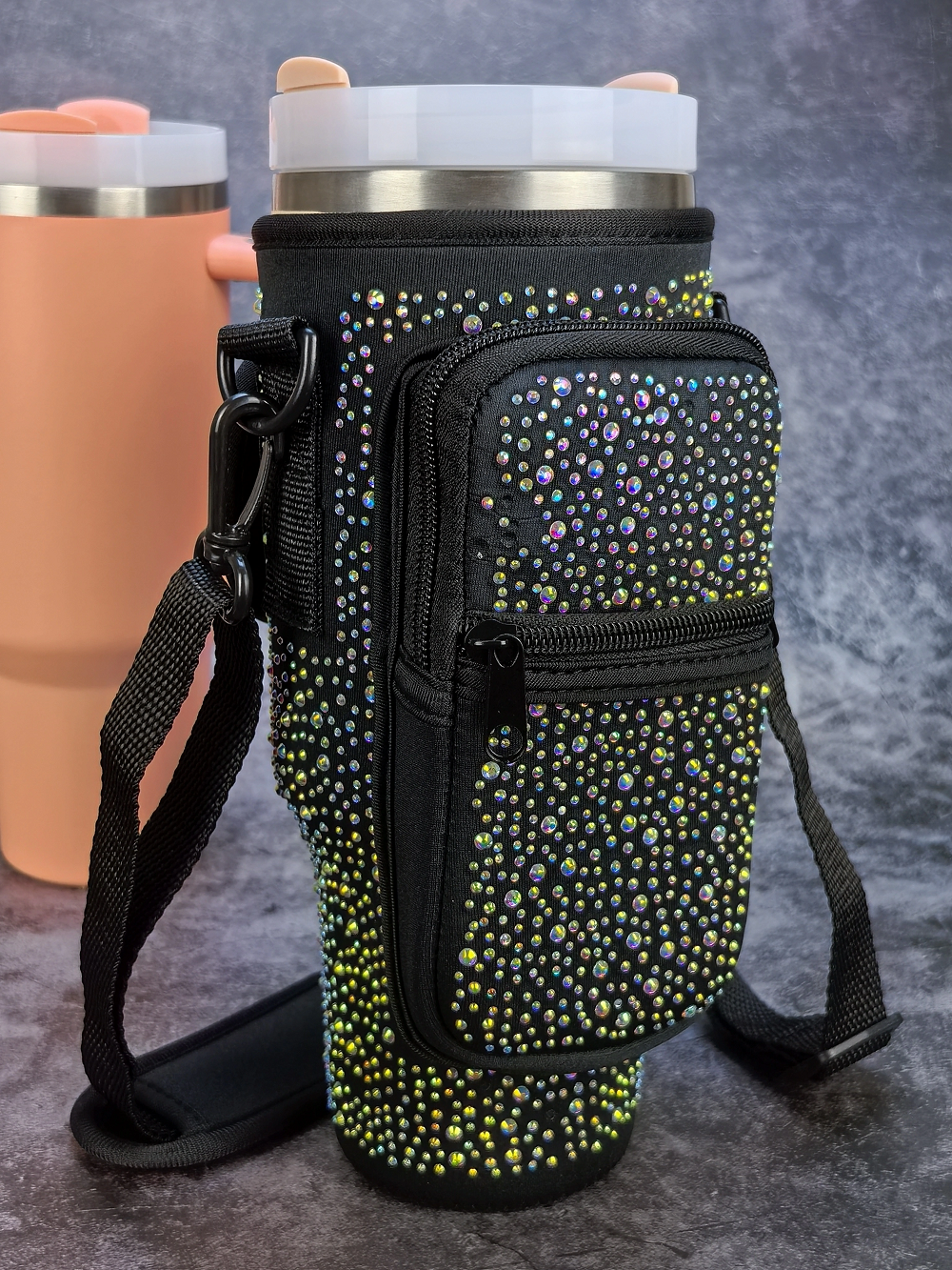 Waterfles draagtas voor beker 40/30 oz, geïsoleerde neopreen waterfleshouder Cross-body tas met verstelbare schouder