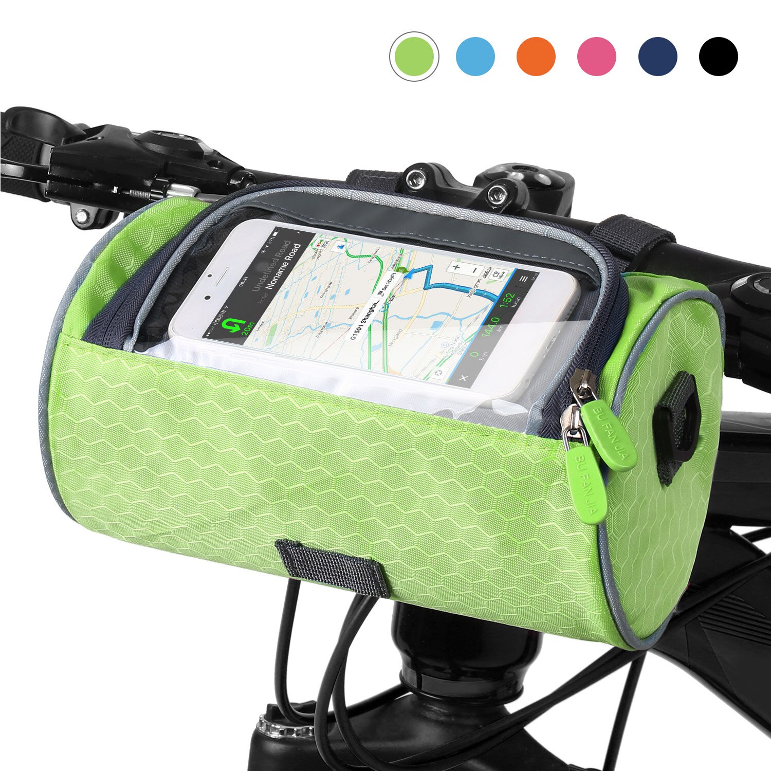 Vandtæt cykelstyrtaske cykeltasker berøringsskærm telefonholder taske pakke skuldertaske mtb cykeltasker taske: Grøn
