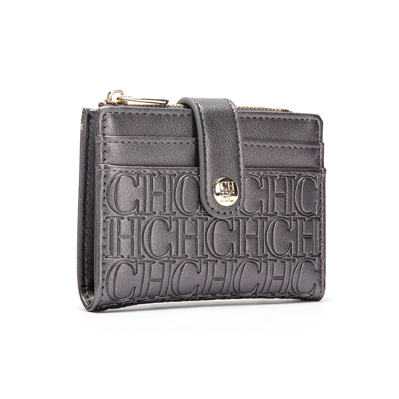 CHCH Classic Retro Herren- und Damen-Universal-Geldbörse mit Buchstabendruck, tragbare Kartentasche, Null-Geldbörse: Grau