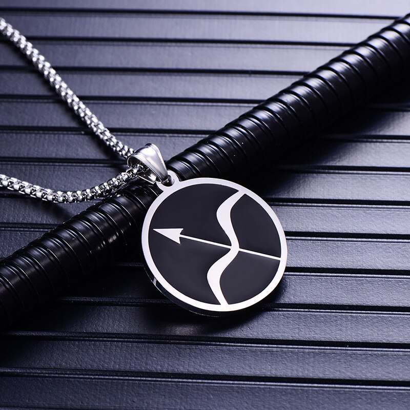 Zodiac sign 12 constellation pendants necklace men stainless steel male accessories simple silver necklace chains: B