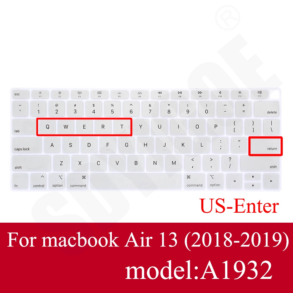 Nowy 13 Air A1932 klawiatura do laptopa folia ochronna wodoodporna do Macbook air 13.3 cala obudowy pokrywa klawiatury laptopa edycja amerykańska: Srebrny