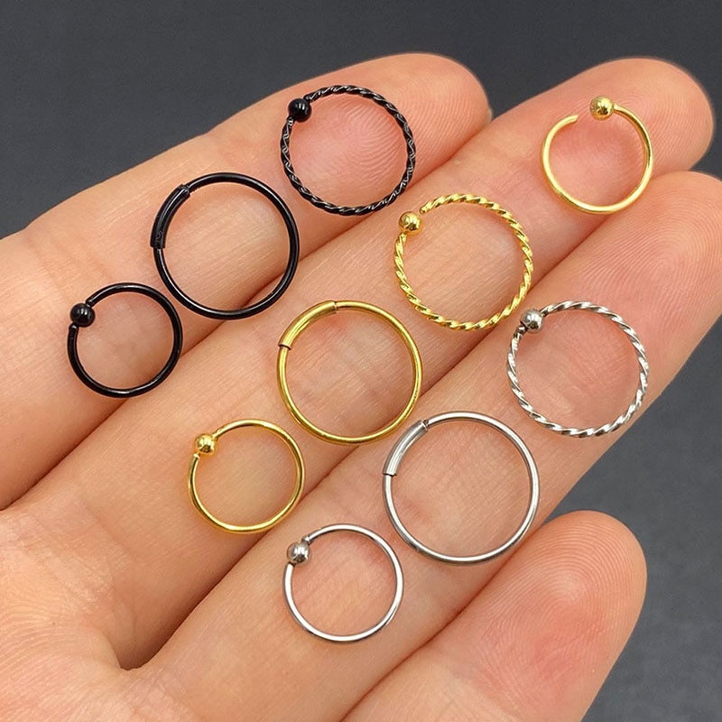 1Pcs Roestvrij Twist Captive Bead Ring Oor Hoop Nose Ring Loop Oor Tragus Kraakbeen Piercing Ring Lichaam Sieraden Oorbel punctie