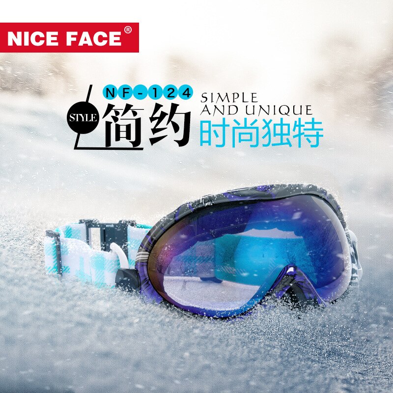 Ægte produkt flot ansigt dobbeltlags anti-dug skibriller snowboard briller briller deng shan jing briller