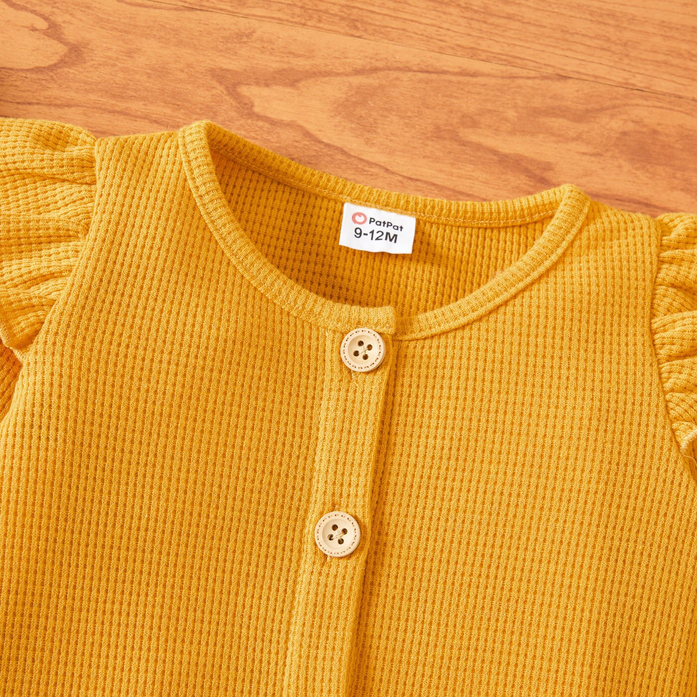 Patpat bebê menina sólido plissado manga longa botão para baixo topo