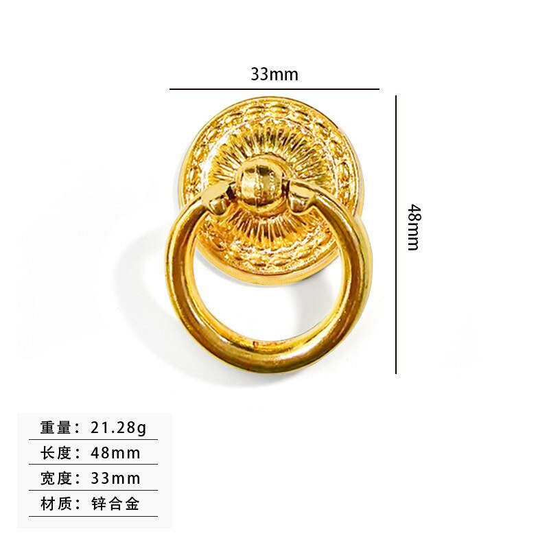 Tiradores de bronce de anillo Retro, armario de pomo de un solo orificio, perillas de muebles, tirador de cajón de tocador de armario: 11