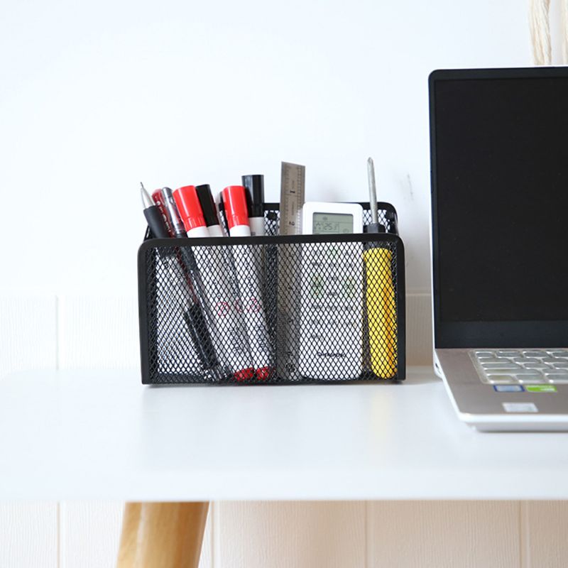 Metal Wire Mesh Magnetic Basket Storage Box Blackboard Chalk Pen Pencil Makeup Storage Organizer