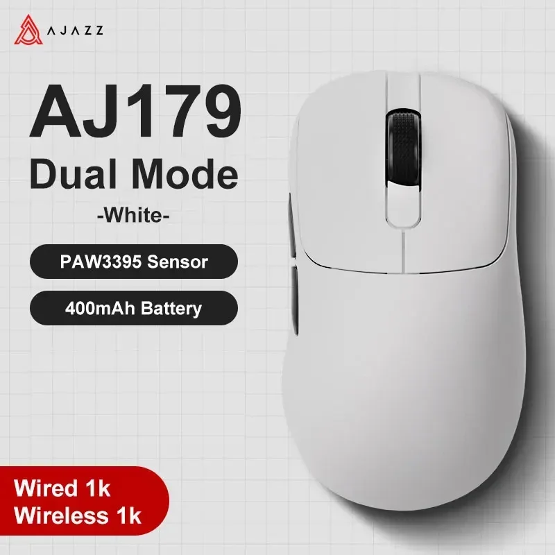 AJAZZ AJ179 PAW3395 Gamingmuis Lichtgewicht bedrade draadloze muis met magnetische oplaadbasis Ergonomische macro voor pc-laptop: Rood
