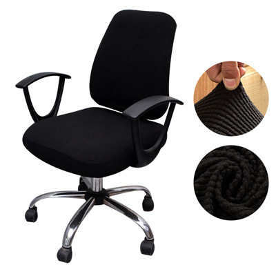 2 pièces/ensemble haute élastique Plaid velours chaise de bureau couvre épaissir ordinateur Spandex fendu housse de siège fauteuil couverture Textile de maison: Black
